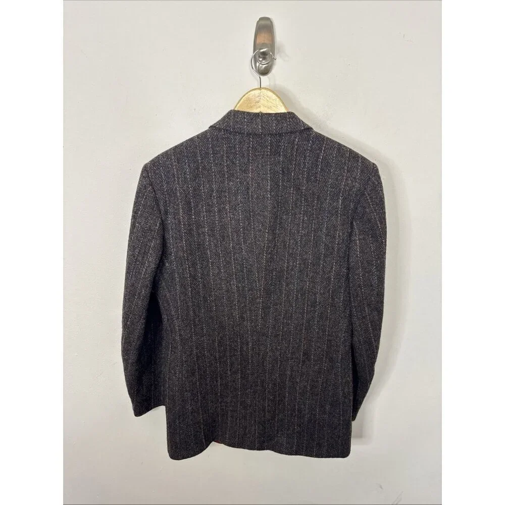 Harris Tweed Men 40L Tall Wool‎ Brown Blazer Sports Coat Moores Striped
